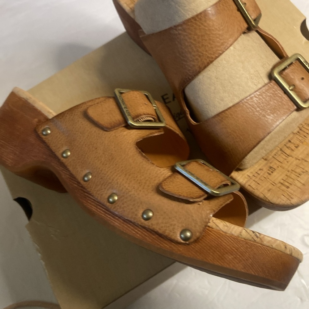 Kork Ease Saffron brown leather strap Kork insole sandals - Picture 6 of 12